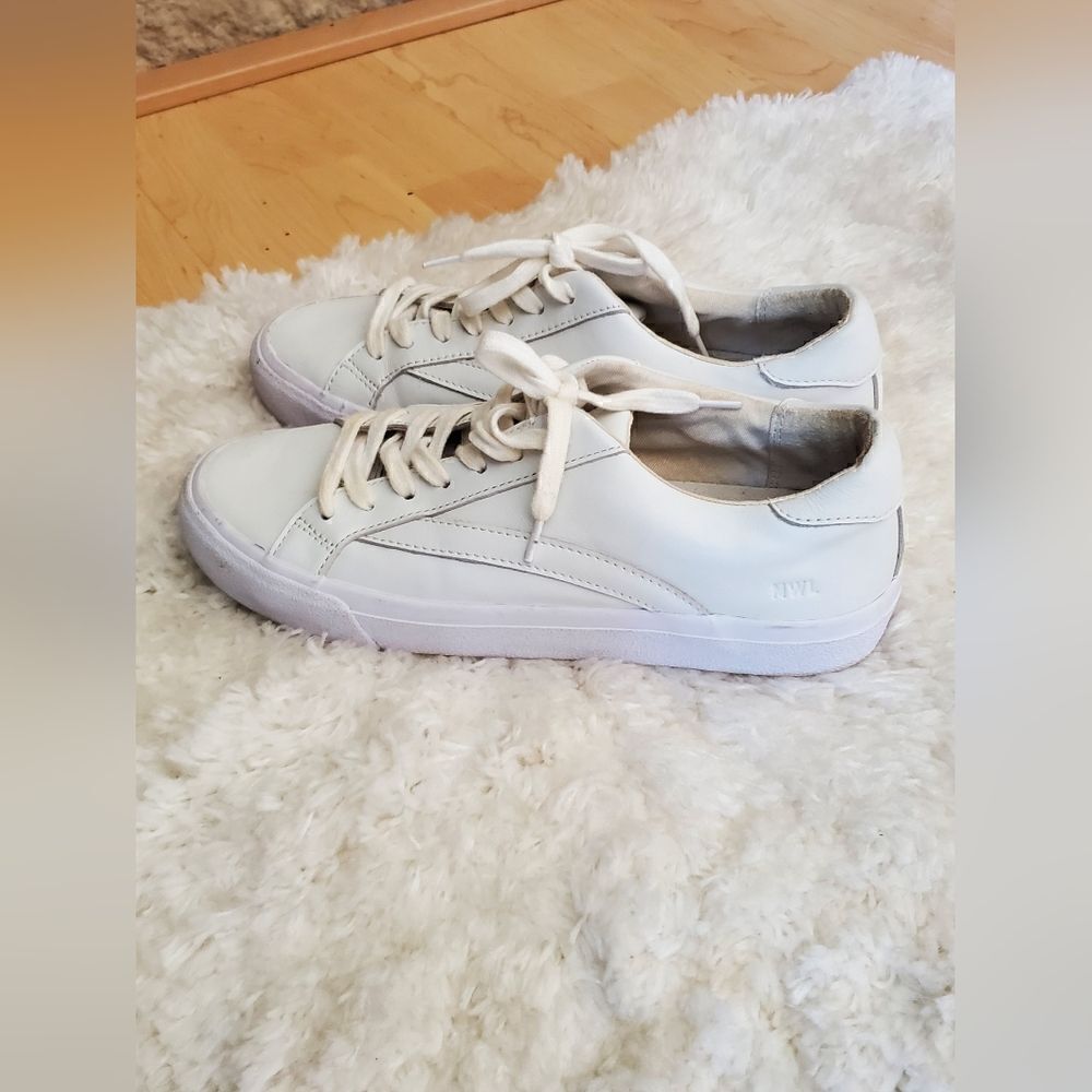 Madewell Solid White Sidewalk Low-Top Leather Sneakers‎ Leather Women's Size 8M